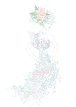 Abstract Beautiful floral Woman
