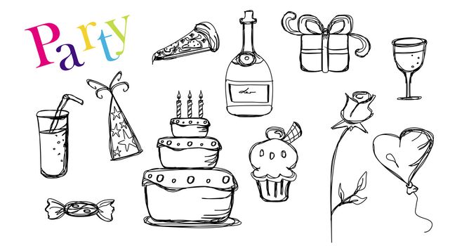 Set of Party doodles