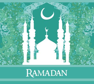 Ramadan background - mosque silhouette vector card