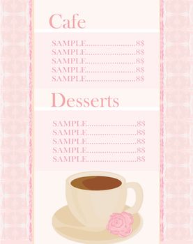 menu coffee shop and restaurant