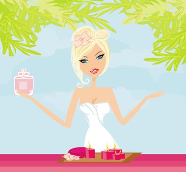 pretty girl enjoying elegant spa