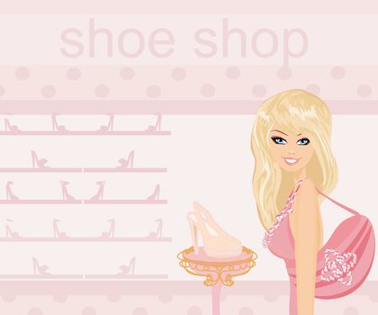 Fashion girl shopping in shoe shop