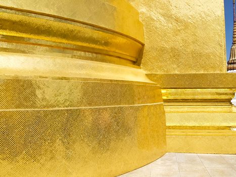 Golden pagoda inside emerald temple, thailand. 