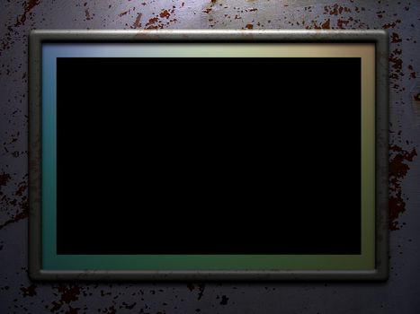 Illustrated Frame or monitor lit from above over a grunge background