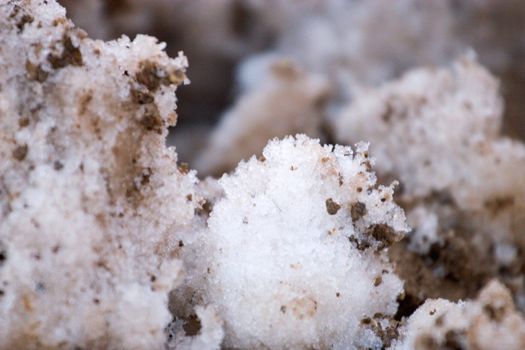 Macro shot of dirty snow