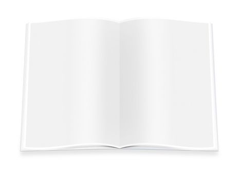 close up of a blank white book on white background with clipping path