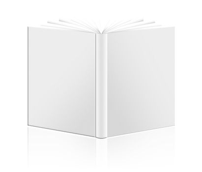 close up of a blank white book on white background with clipping path