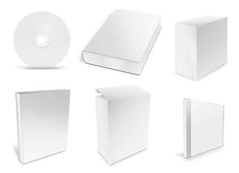 collection of various blank white paper on white background