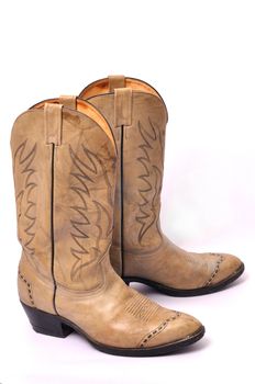 Cowboy's boots from a natural leather