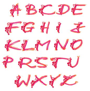 ornate doodle alphabet, hand drawn letters