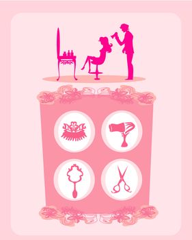 beautiful woman silhouette in barber shop