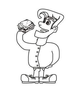A boy eating a sandwich - doodles