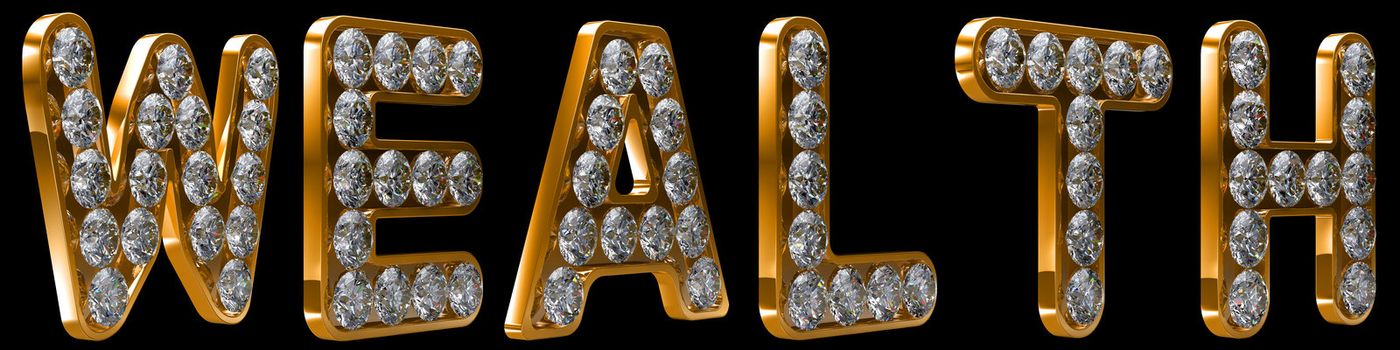 Wealth word incrusted with diamonds. Other letters and words are in my portfolio