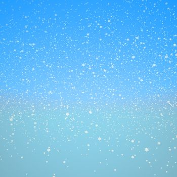 Snowflakes and blue sky. Xmas or winter texture, background