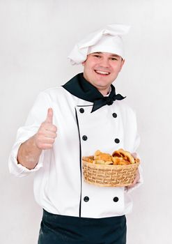 chef showing okay isolated on white background