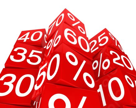 many red sale percent cubes high tower