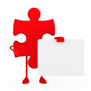 red puzzle figure thumbs up white background
