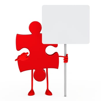 red puzzle figure thumbs up white background