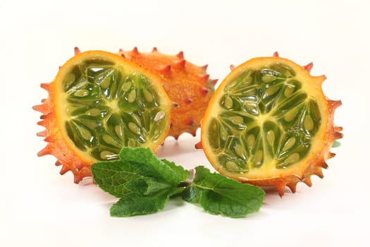 Kiwano a cut on a white background