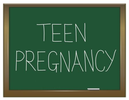 Illustration depicting a green chalkboard with a teen pregnancy concept written on it.