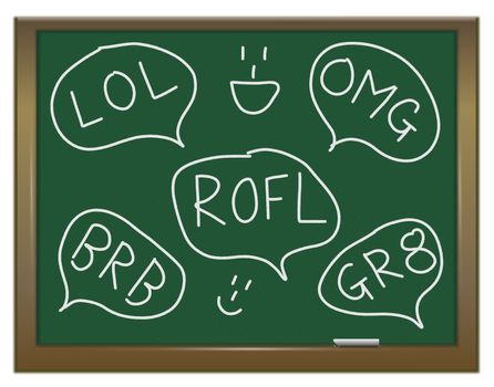 Illustration depicting a green chalkboard with a text talk concept written on it.