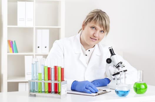 female doctor working in the lab, doing research