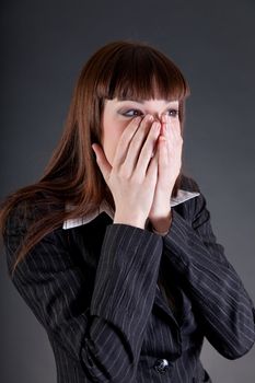 Expressive business woman, studio shot 