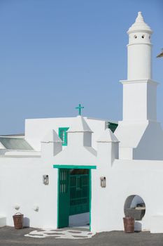 Church against deep Blue sky - Lanzarote, Spain