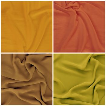 Set backgrounds, texture of colored fabric draped cloth