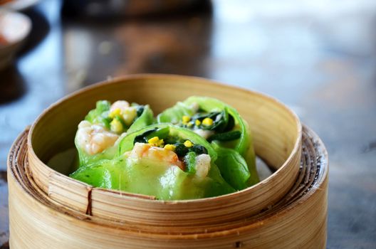 spinach dumpling with shrimp  , Asian food