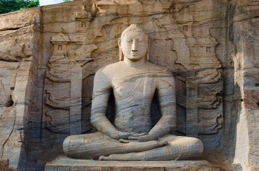 Buddha stone statue in meditation pose, Polonnaruwa, Sri Lanka