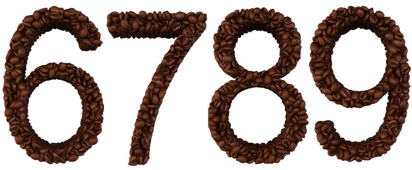 Coffee font 6 7 8 9 numerals isolated over white