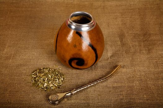 Argentinean Calabash with Bombilla, selective focus 