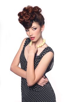 Beautiful Pin Up Style Girl in Studio