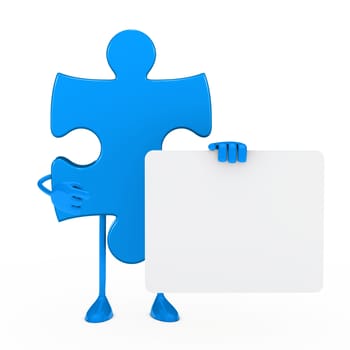 blue puzzle figure thumbs up white background