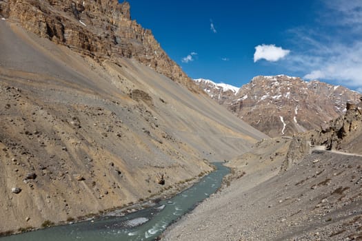 River in Himalayas. Spiti Valley, Himachal Pradesh, India