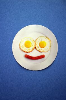 Smiley face on blue background