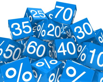 blue sale cubes mountain with white percent