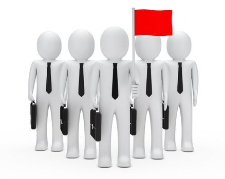 business men with team hold red flags