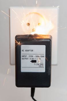 Voltage transformer with failure causing fire