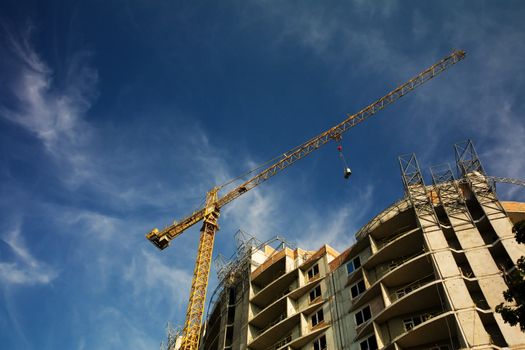 Construction work site, low angle view 