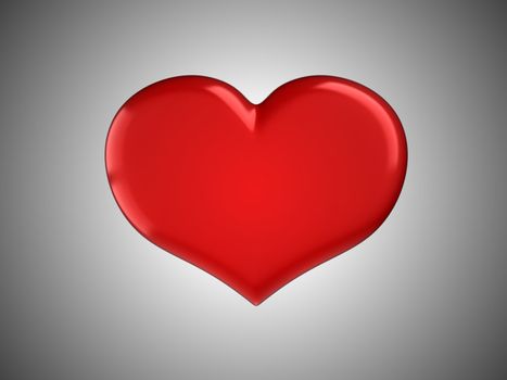 Love and romance - red heart shape over grey background