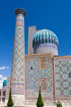 Famous Sher Dor Madrasah is situated at the Registan Plaza of Samarkand