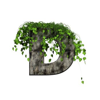 green ivy on 3d stone letter - d