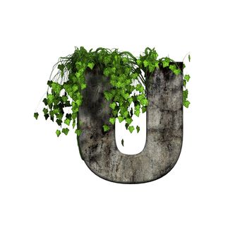 green ivy on 3d stone letter - u