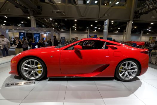 HOUSTON - JANUARY 2012: The 2012 Lexus LFA sports car at the Houston International Auto Show on January 28, 2012 in Houston, Texas.