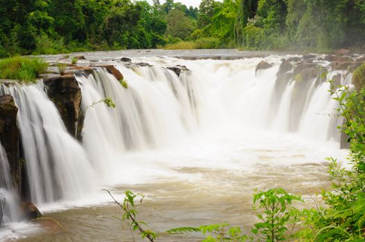 Tad Pha Souam waterfall Bajeng national park, Paksa South Laos. 