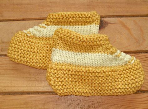 Hand knitted baby booties