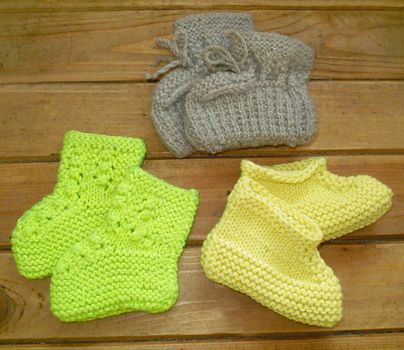 Hand knitted baby booties