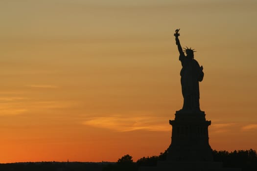 Miss Liberty during sunset.